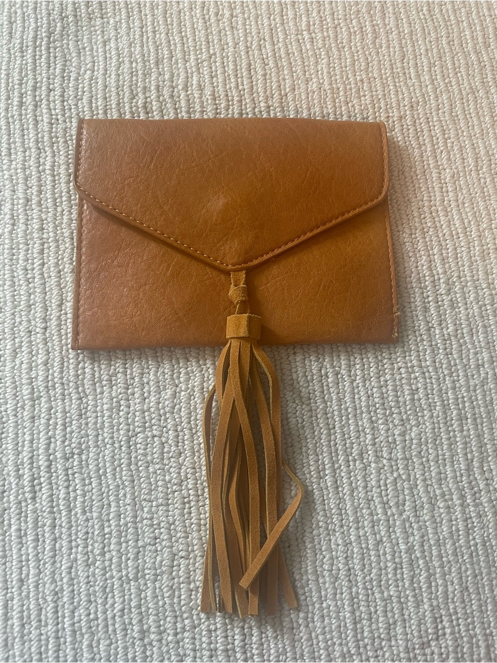 Antik Kraft Tan Tassel Envelope Clutch c29
